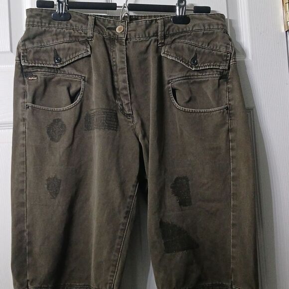 G-Star Raw Army Radar Mid Boyfriend distressed army green jeans Sz 29 EUC - Picture 3 of 10